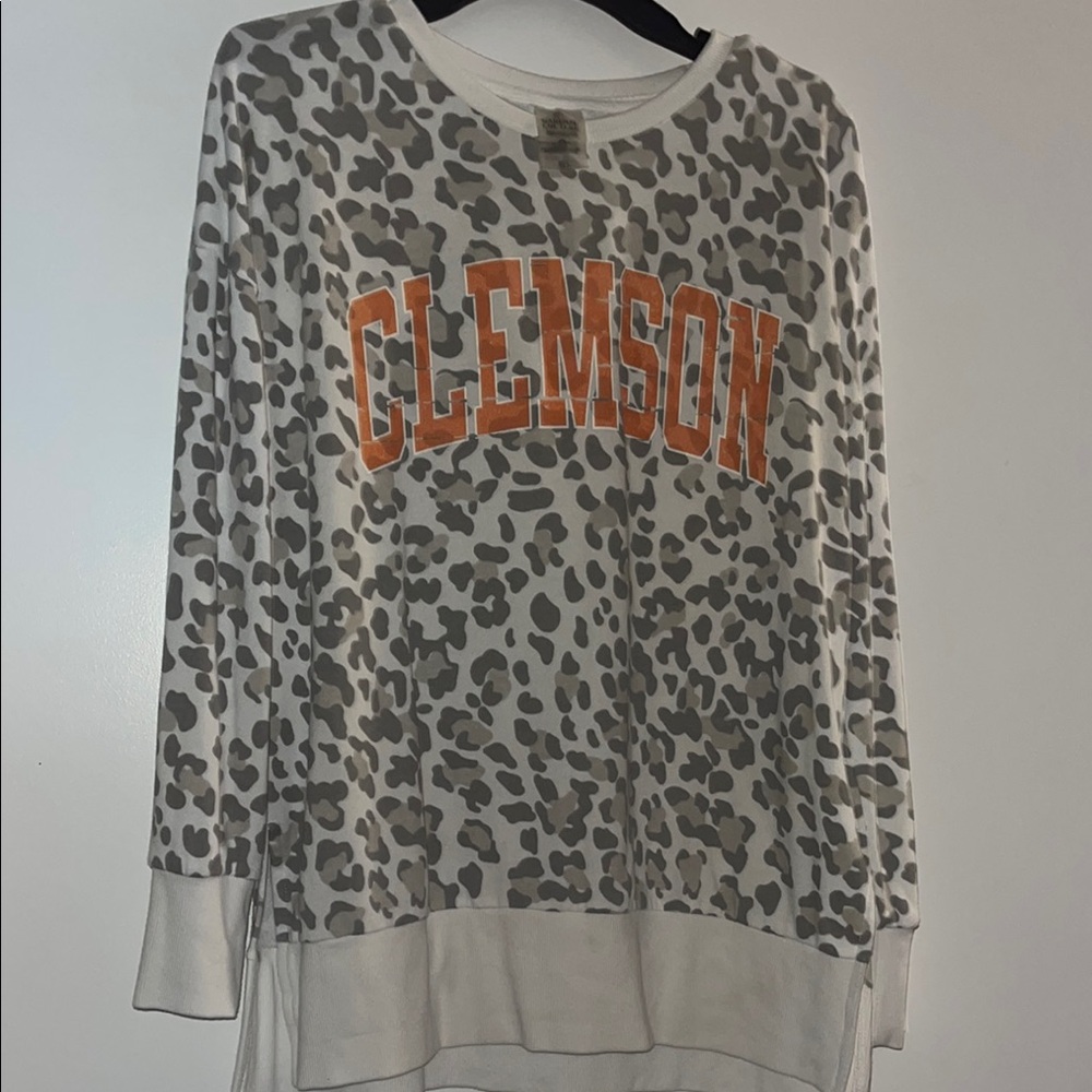 Clemson Leopard Print Long Sleeve Top